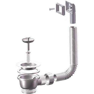 Piletta Minibasket Lavello Inox + Troppo Pieno 2 Pz